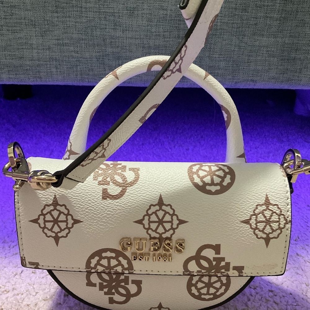 GUESS White and Brown Women's Bag